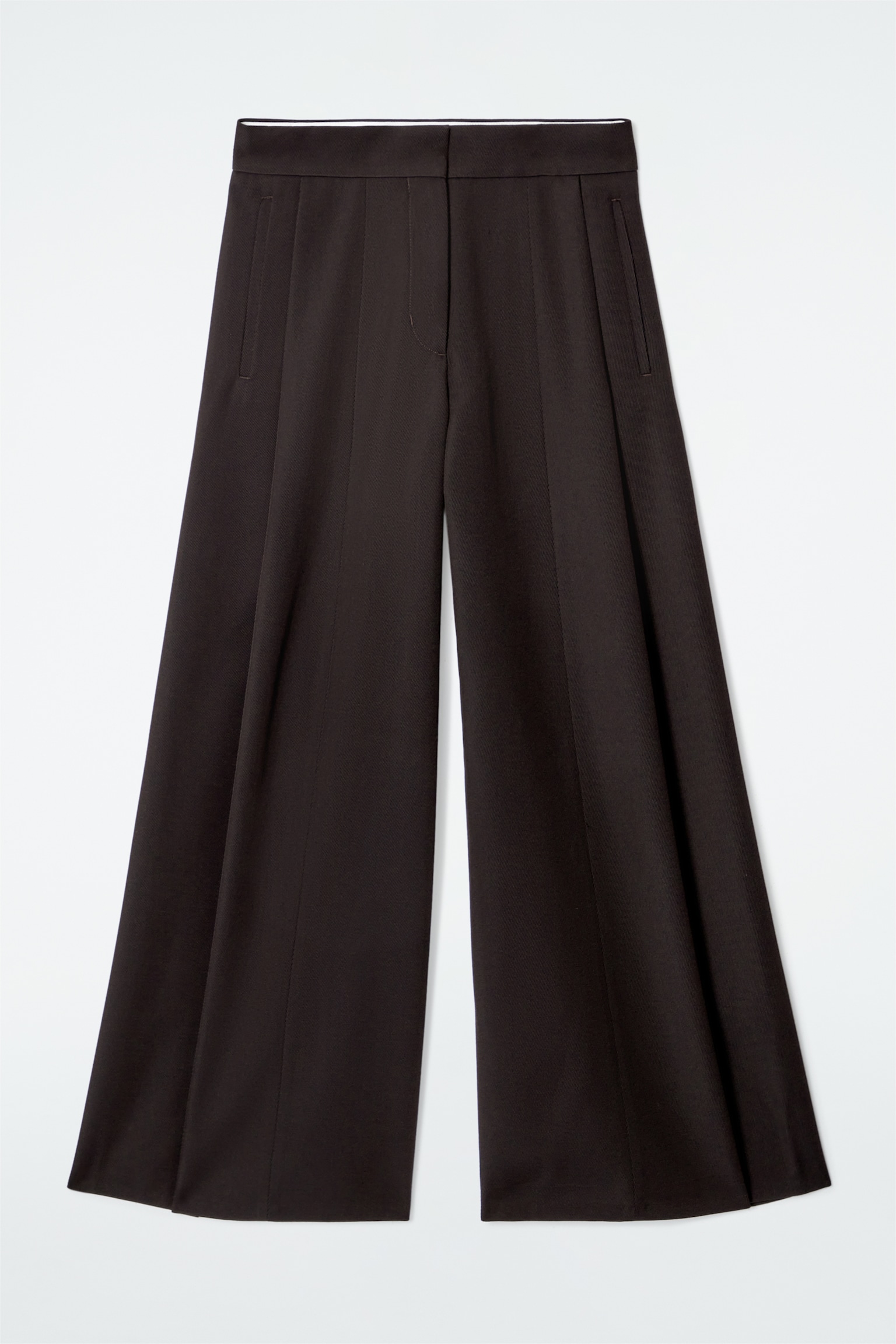 RELAXED WOOL-BLEND WIDE-LEG TROUSERS - DARK BROWN/BLACK/BURGUNDY/DARK GREEN - 2