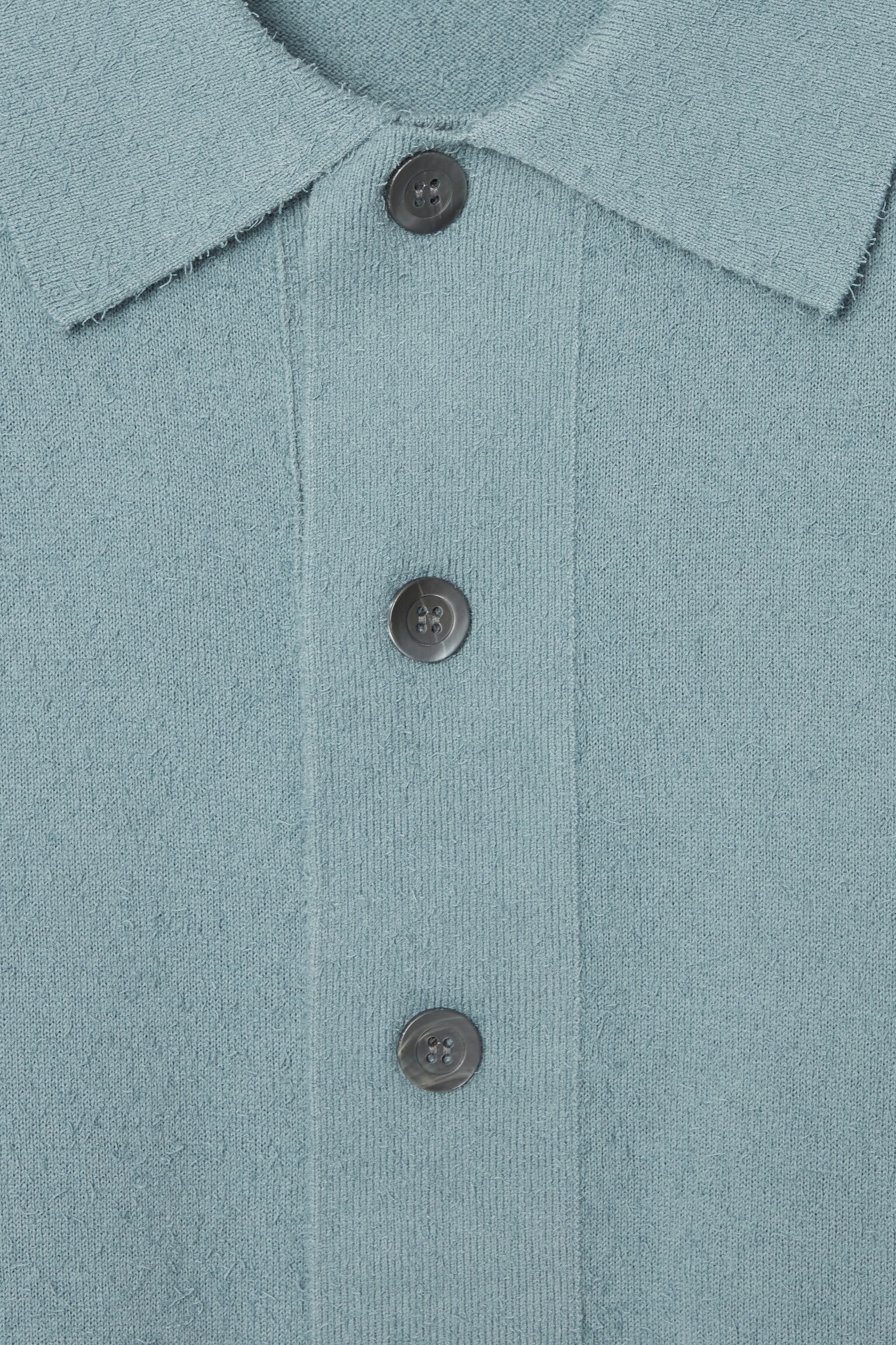 RELAXED TEXTURED-KNIT COTTON OVERSHIRT - TURQUOISE/NAVY - 3