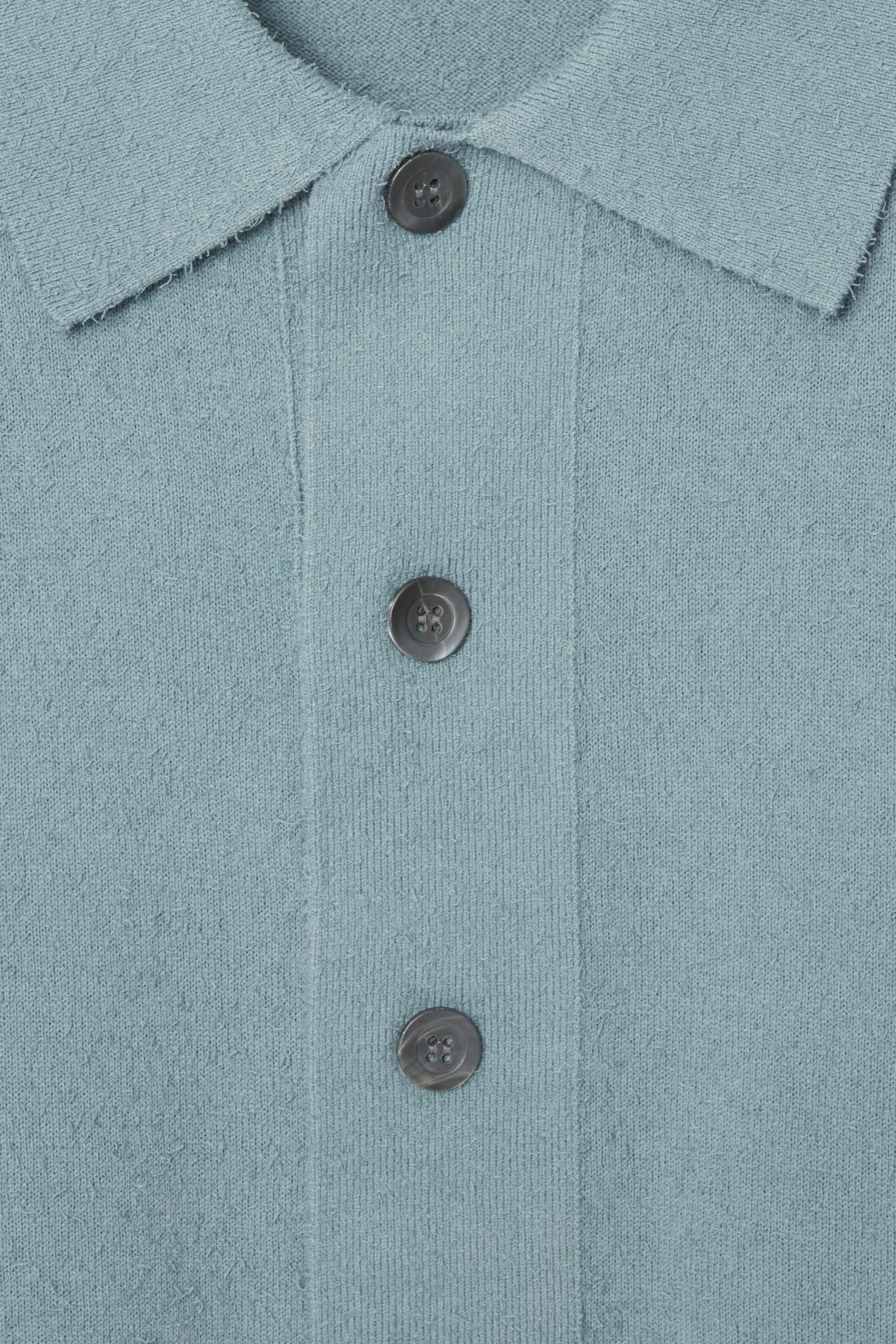 RELAXED TEXTURED-KNIT COTTON OVERSHIRT - TURQUOISE | COS