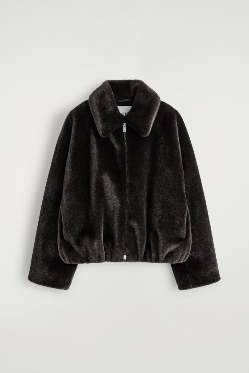 Cos Faux Fur Jacket In Brown