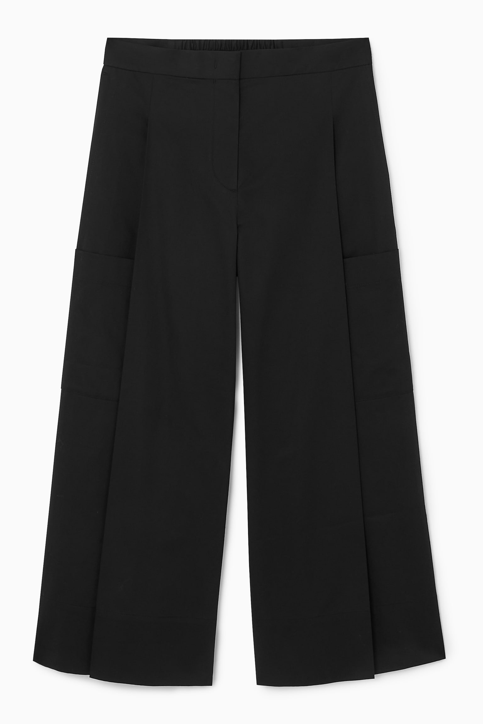 ELASTICATED PLEATED CULOTTES - BLACK/WHITE