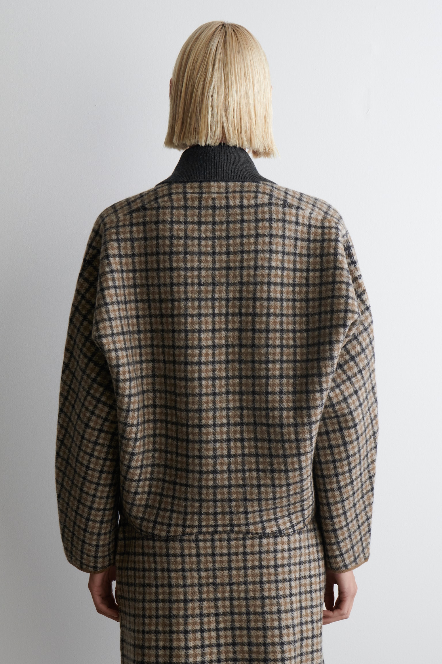 SZABOTT MERINO GYAPJÚ DZSEKI - BEIGE / KOCKÁS/SZÜRKE MELÍR/SÖTÉTBARNA - 6