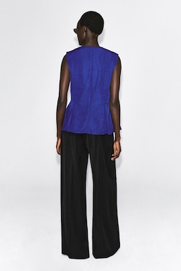 PLEATED PEPLUM TOP — COBALT BLUE 5