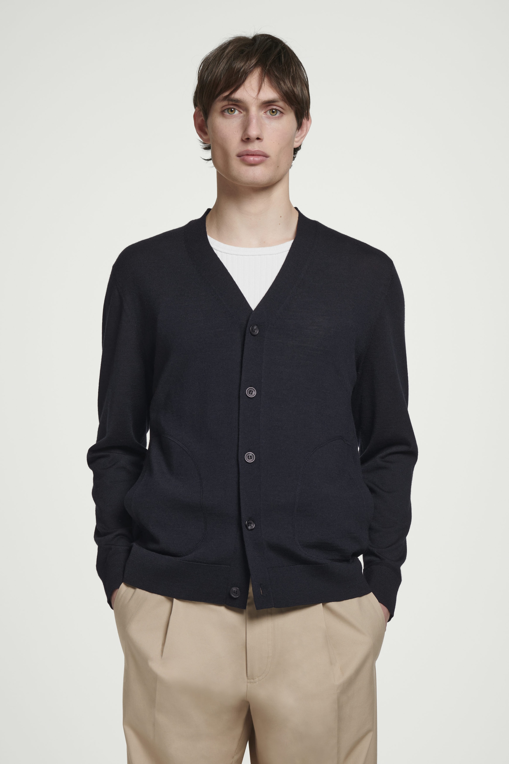MERINO WOOL V-NECK CARDIGAN