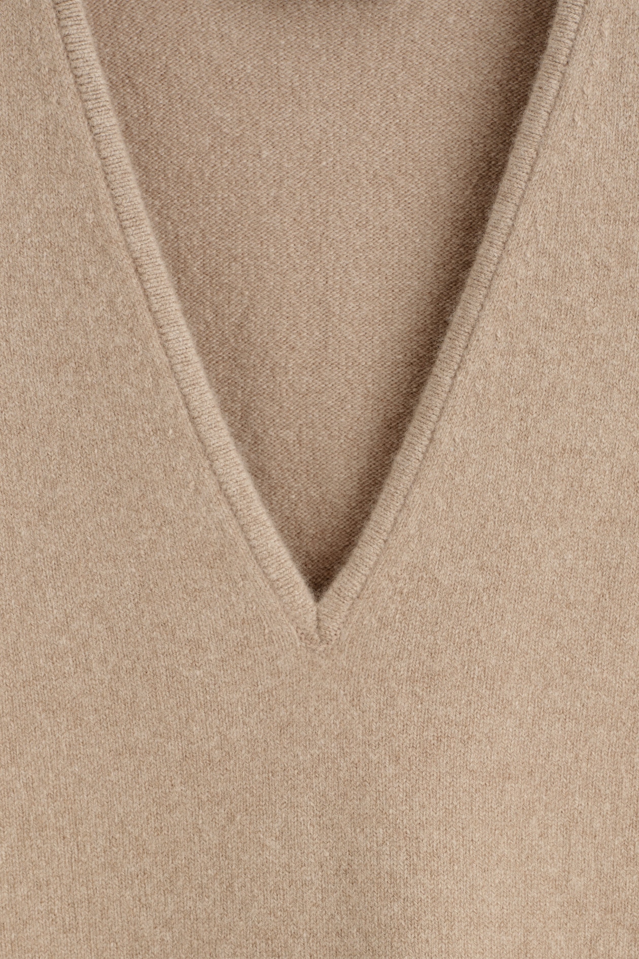 WOOL V-NECK TUNIC VEST — BEIGE MÉLANGE