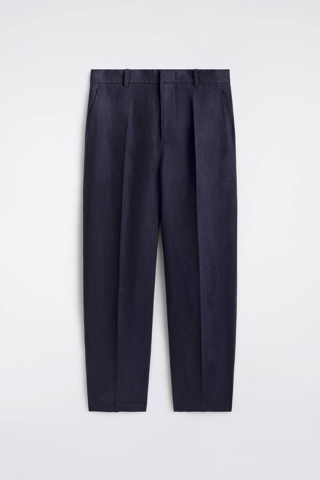 PANTALONI RELAXAȚI DIN IN CU CROIALĂ CONICĂ - BLEUMARIN/VERDE DESCHIS - 1