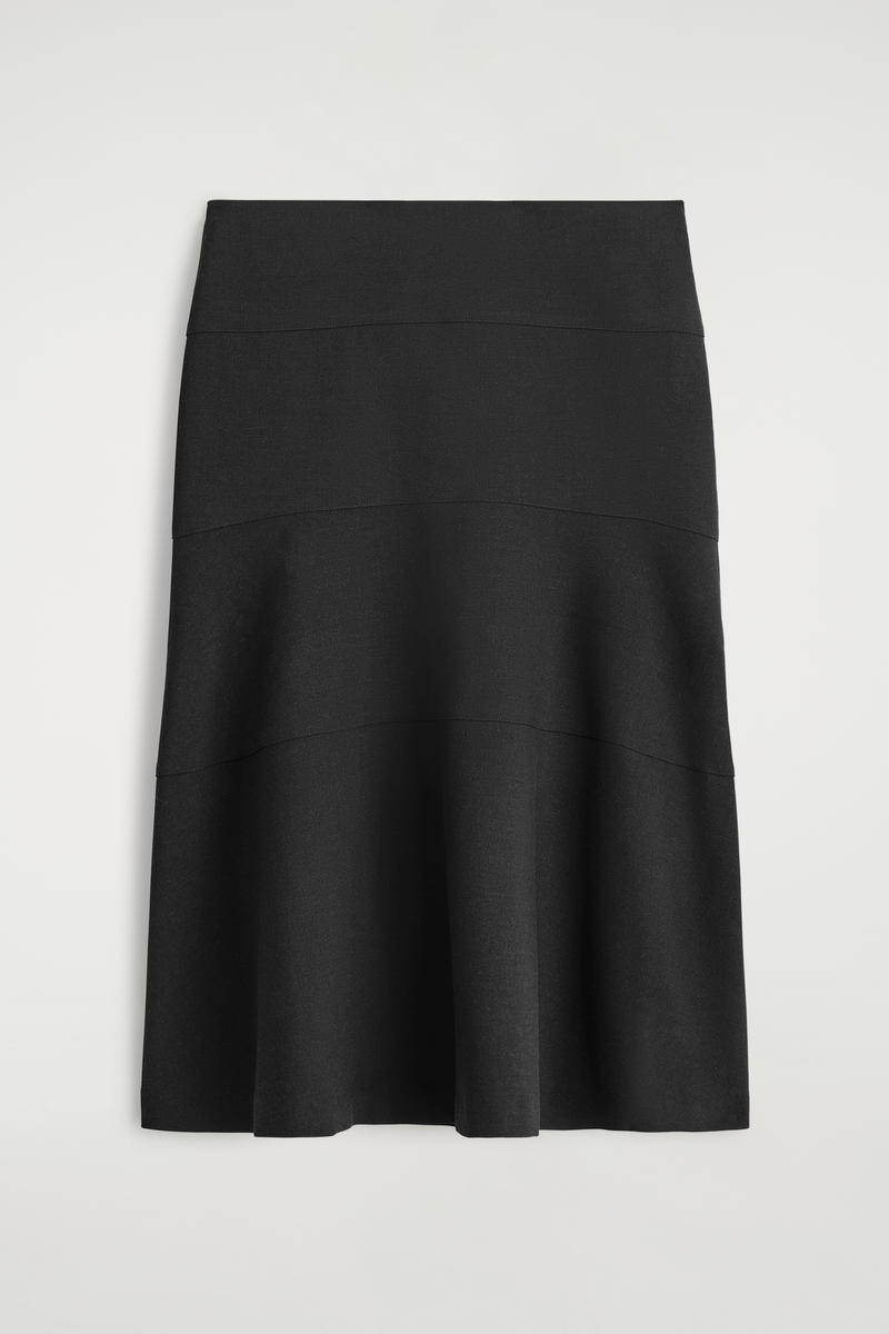 Cos Curved A-line Midi Skirt In Gray