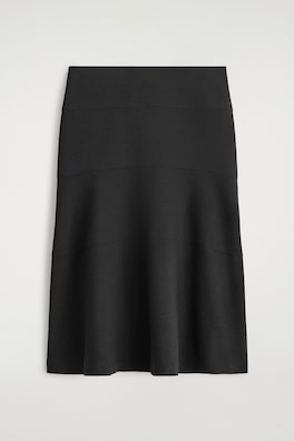 CURVED A-LINE MIDI SKIRT — DARK GREY 6