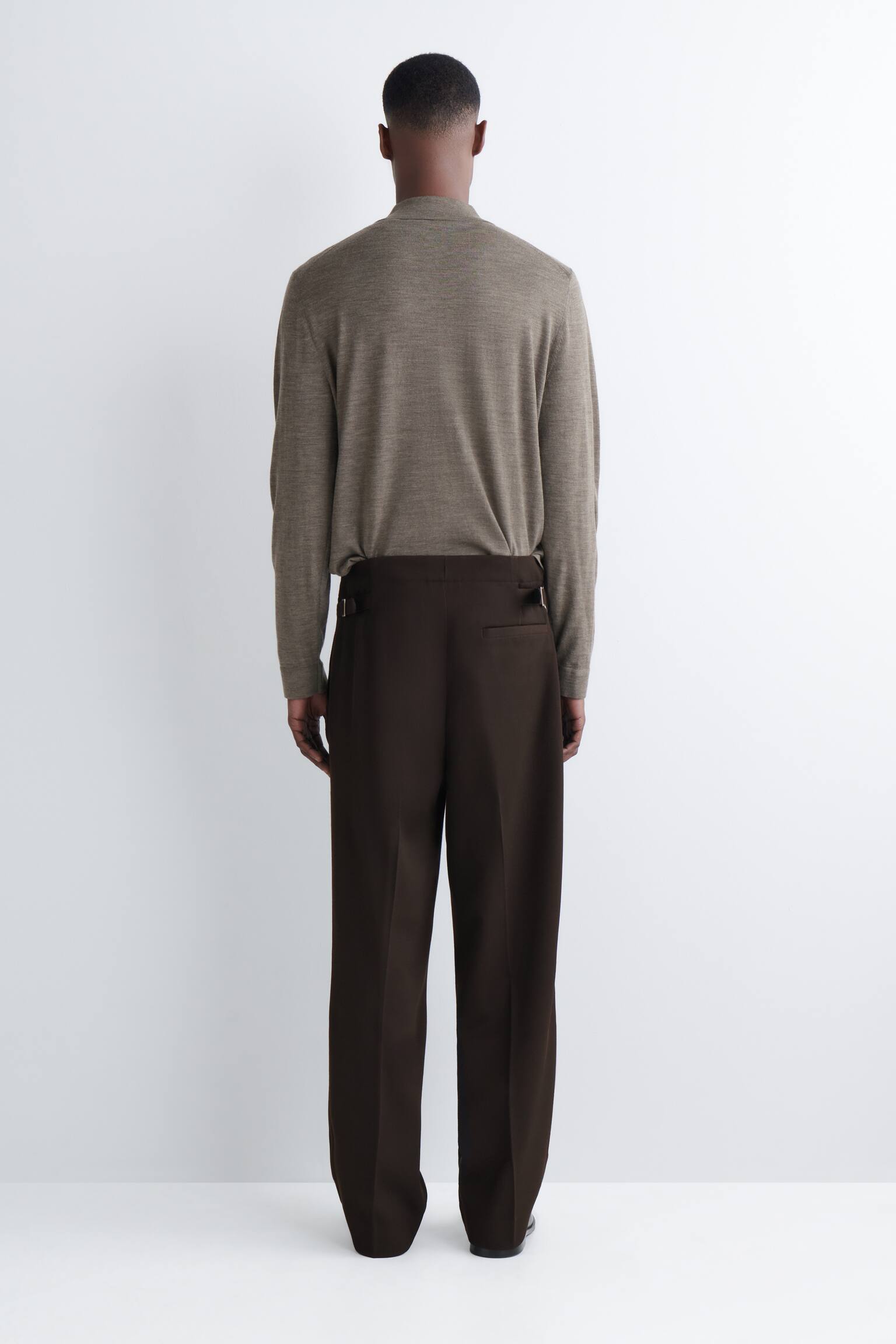 PLEATED RELAXED-FIT STRAIGHT-LEG TROUSERS - ТЪМНО КАФЯВО - 7