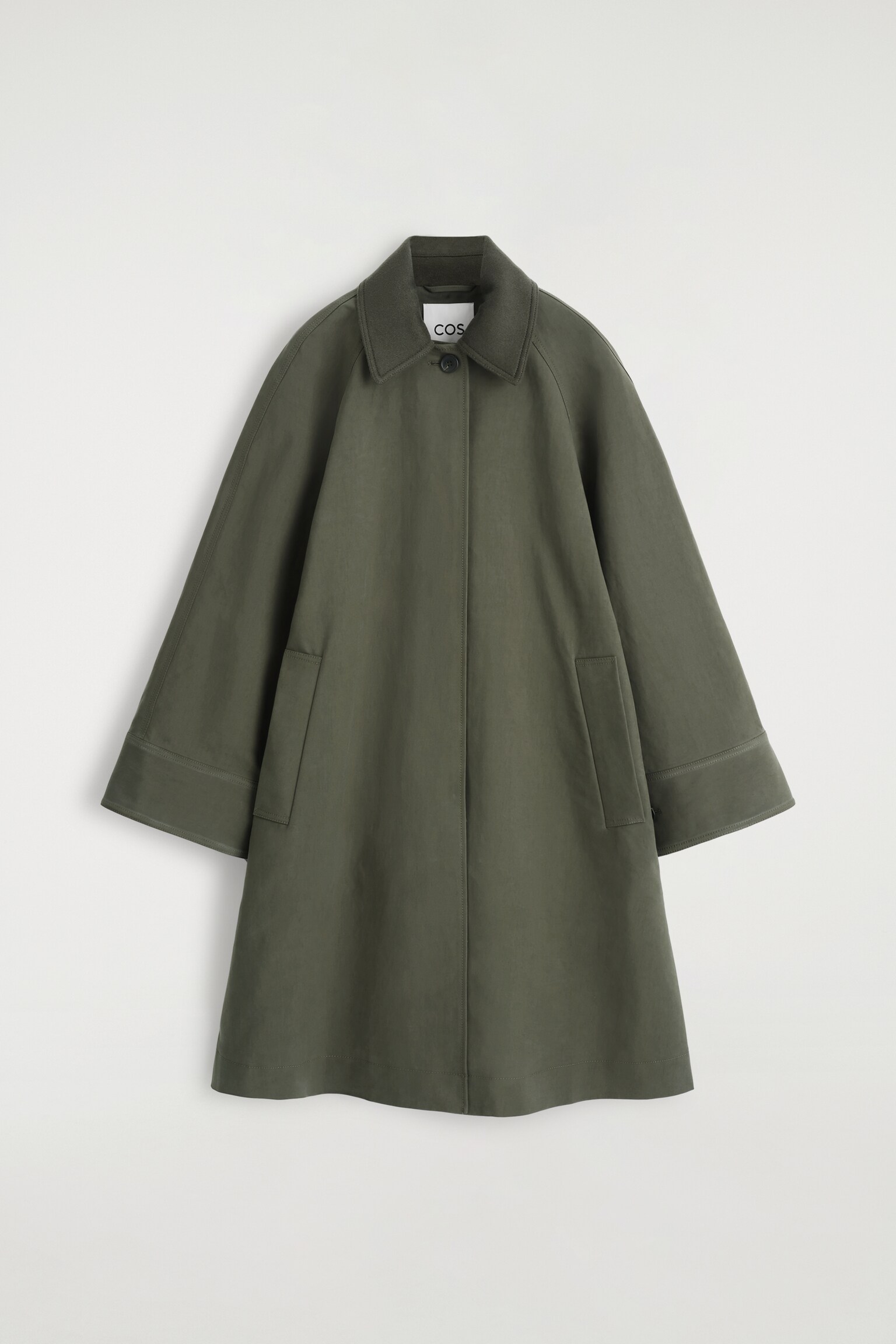 WOOL-TRIMMED CAR COAT - DARK KHAKI - 2