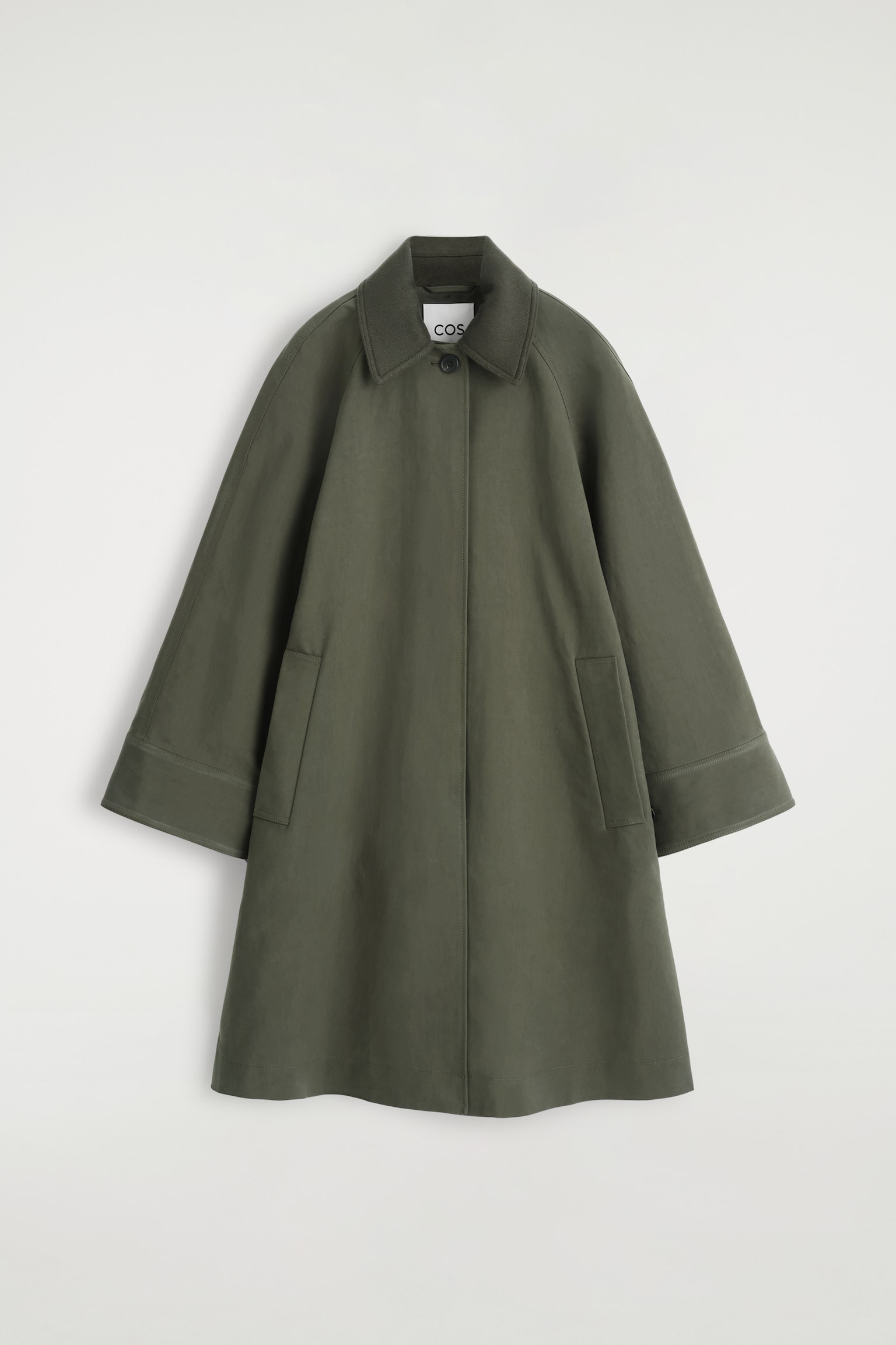 CAPPOTTO CORTO CON FINITURE IN LANA - KAKI SCURO - 2