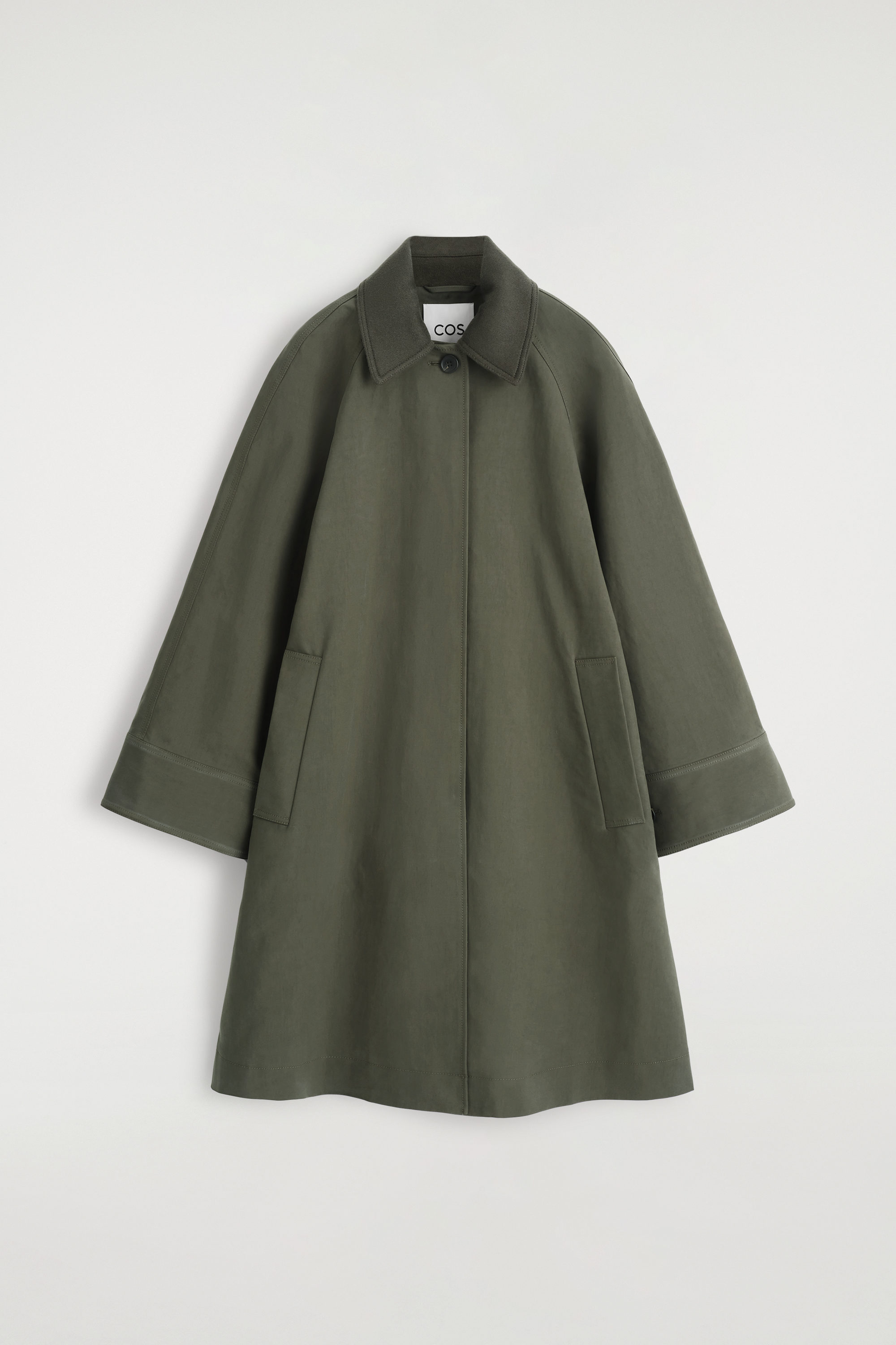 WOOL-TRIMMED CAR COAT - DARK KHAKI | COS