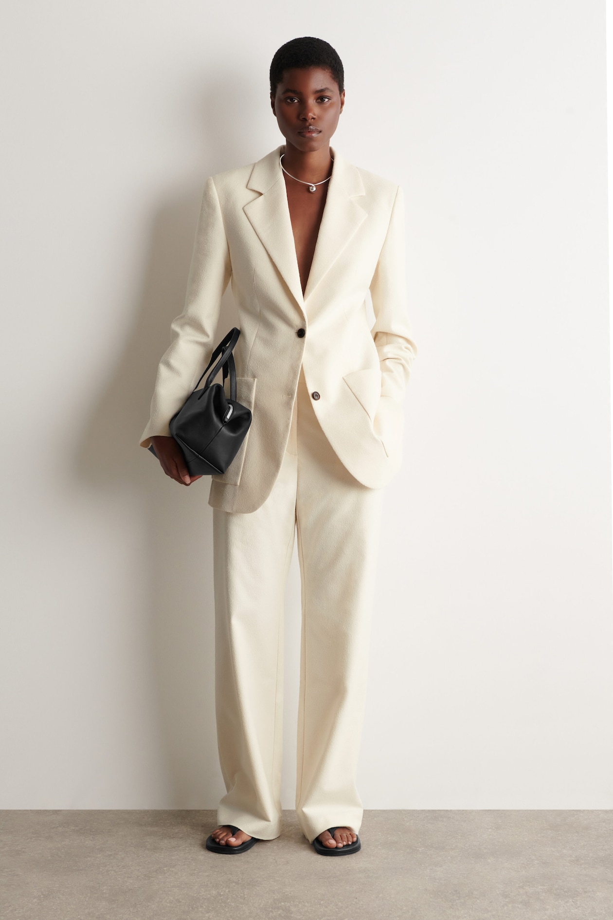 TEXTURED SLIM STRAIGHT-LEG TROUSERS