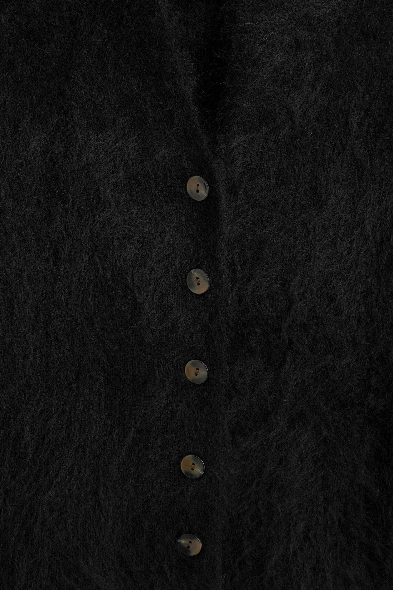 DRAPED BRUSHED MERINO WOOL CARDIGAN — BLACK