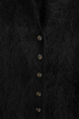 DRAPED BRUSHED MERINO WOOL CARDIGAN — BLACK 7