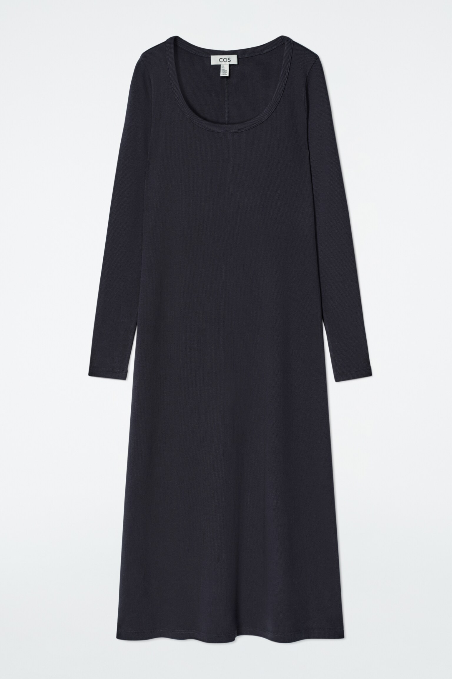 ROBE MIDI EN JERSEY CÔTELÉ - BLEU MARINE/BRUN - 2