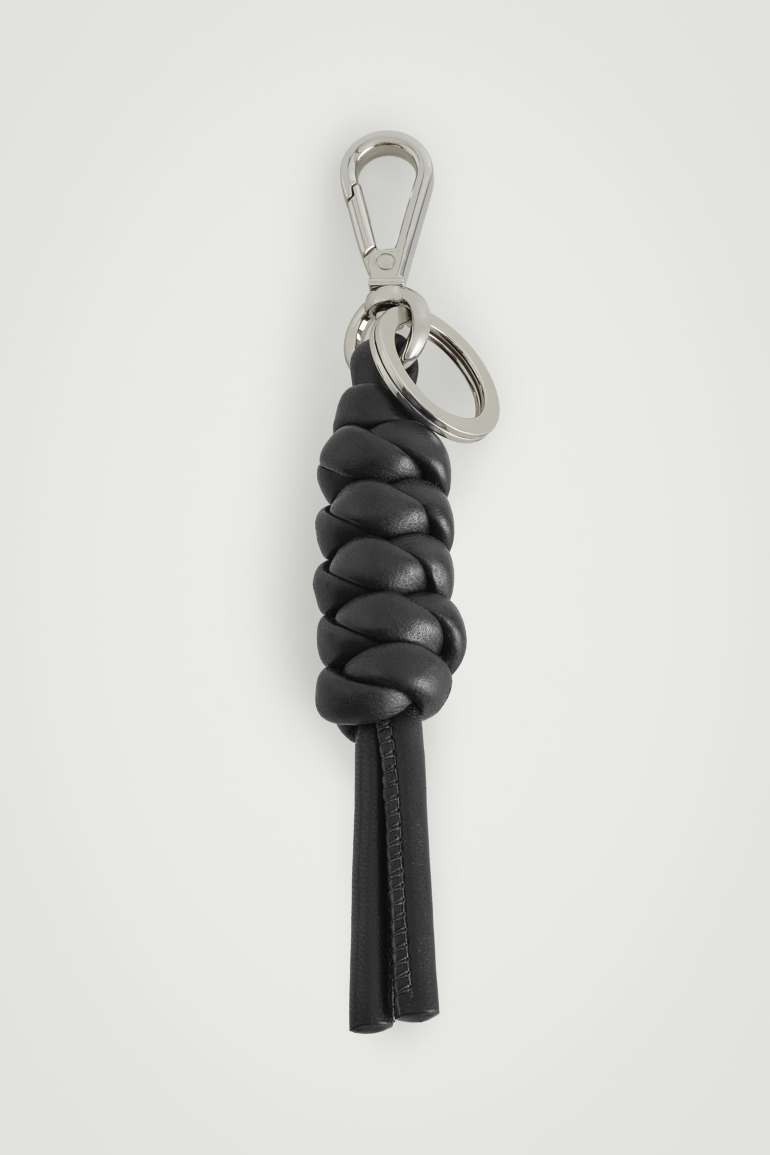CHUNKY KNOTTED LEATHER KEYRING - BLACK - 2