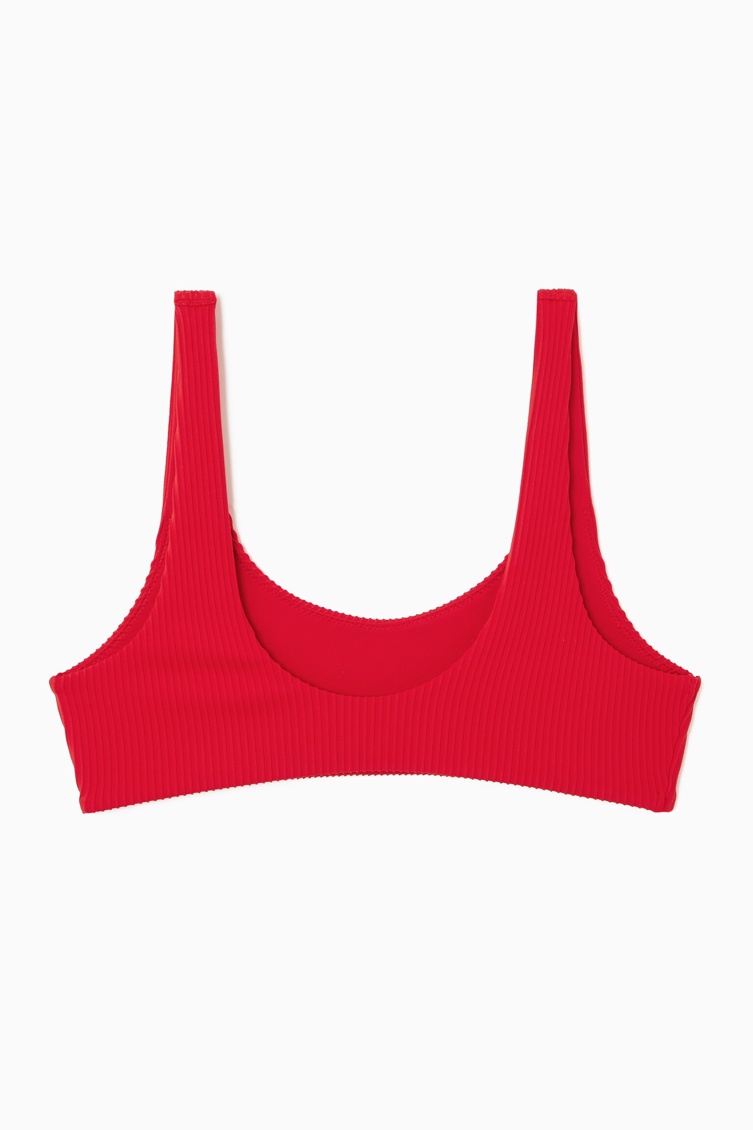 SCOOP-NECK RIBBED BIKINI TOP - BRIGHT RED/BLACK/WHITE - 3