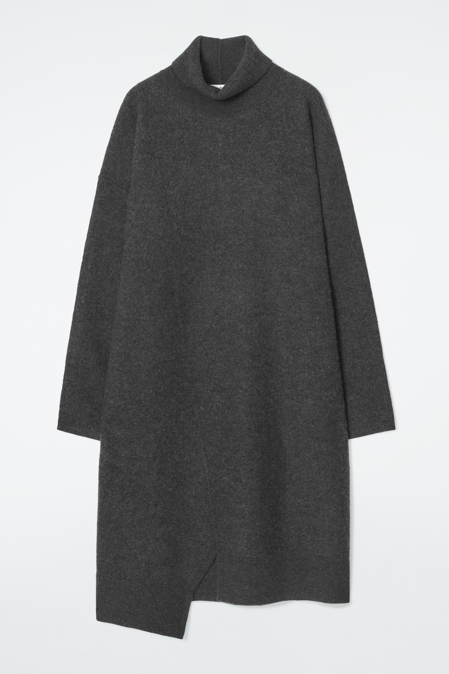 ASYMMETRIC MERINO WOOL DRESS - DARK GREY/BLACK