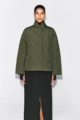 SHAWL-COLLAR QUILTED JACKET — KHAKI 3
