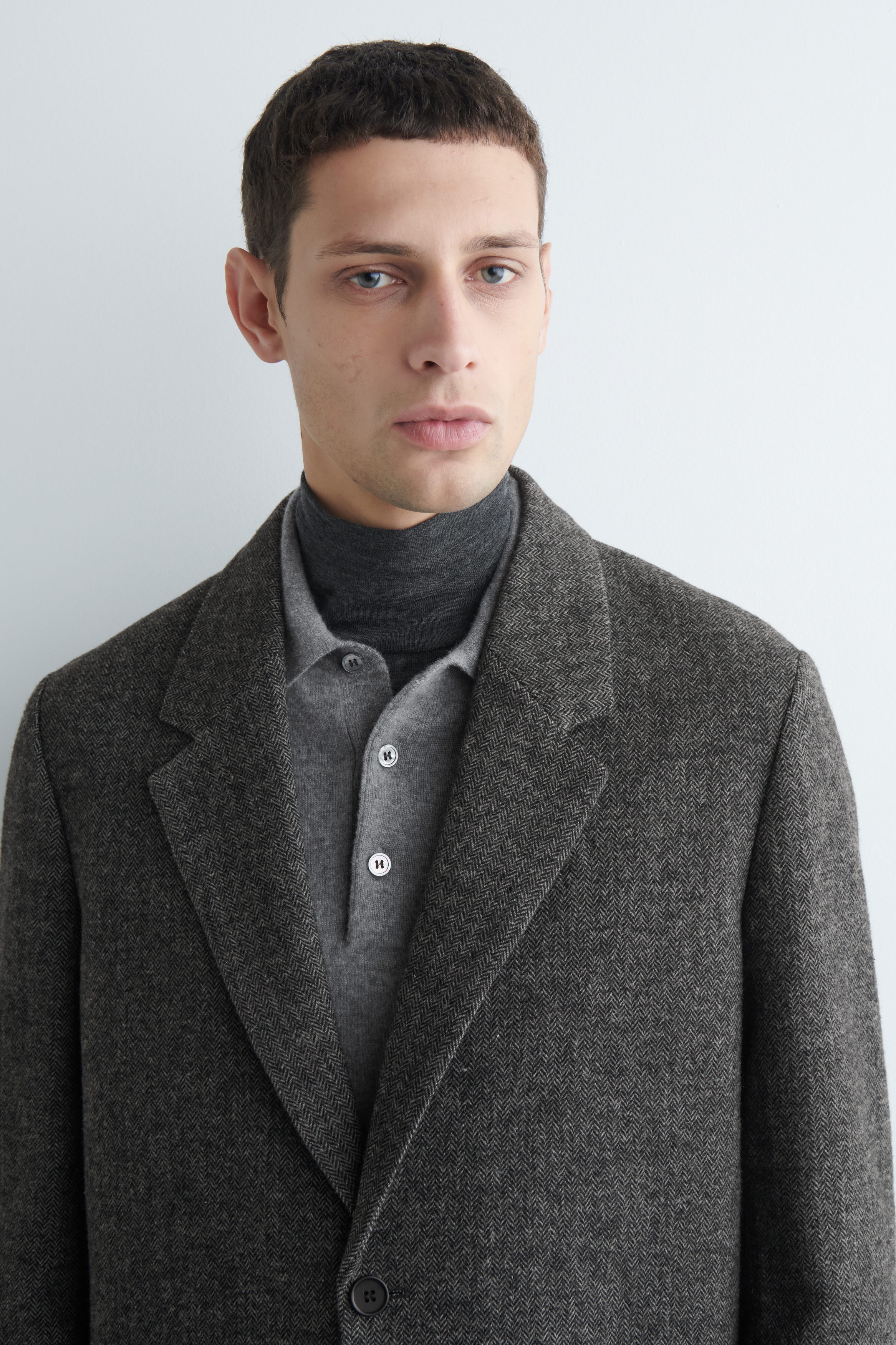 UNSTRUCTURED WOOL-HERRINGBONE BLAZER - DARK KHAKI | COS US