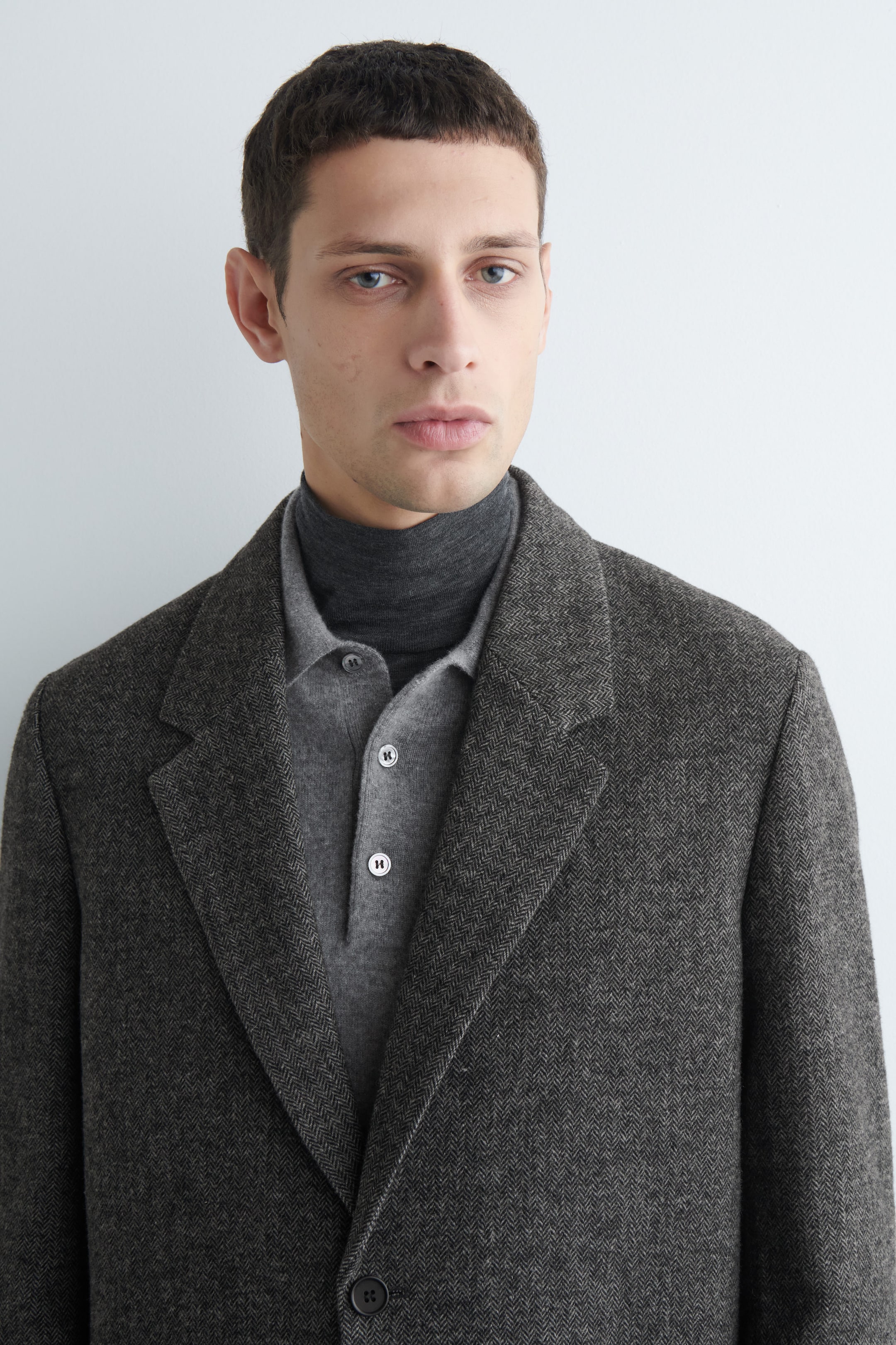 UNSTRUCTURED WOOL-HERRINGBONE BLAZER