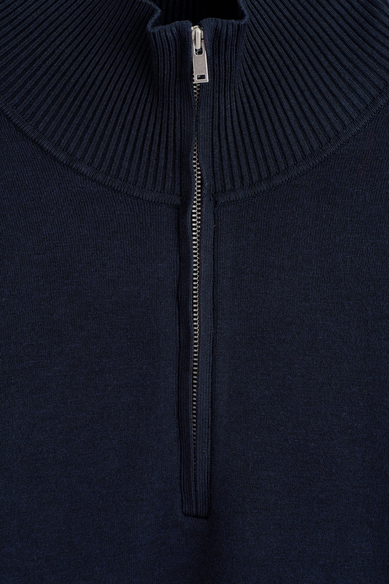 DOUBLE-FACED KNITTED HALF-ZIP JUMPER — NAVY