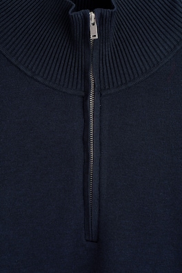 DOUBLE-FACED KNITTED HALF-ZIP JUMPER — NAVY 7