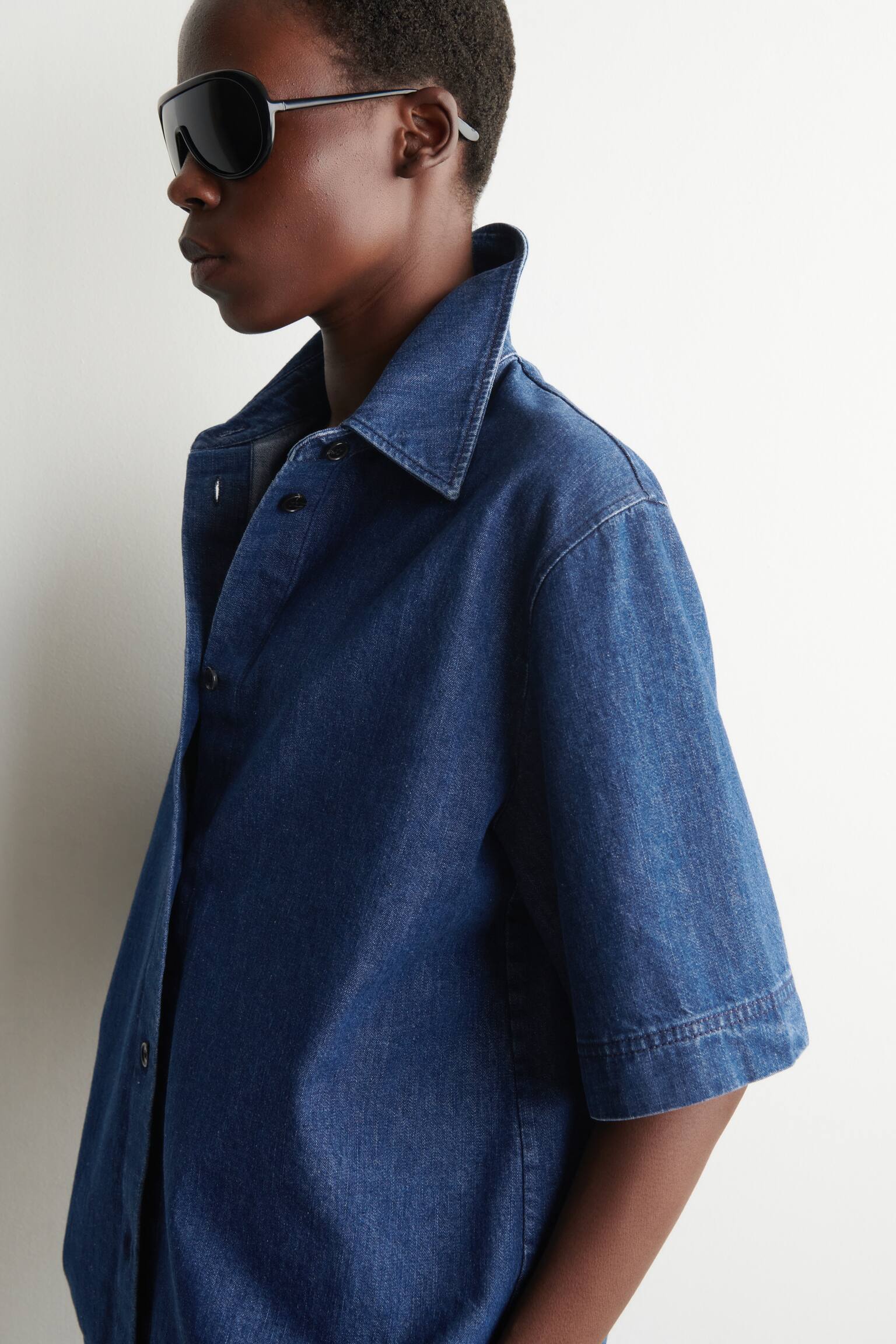CAMISA VAQUERA DE MANGA CORTA - AZUL OSCURO - 5