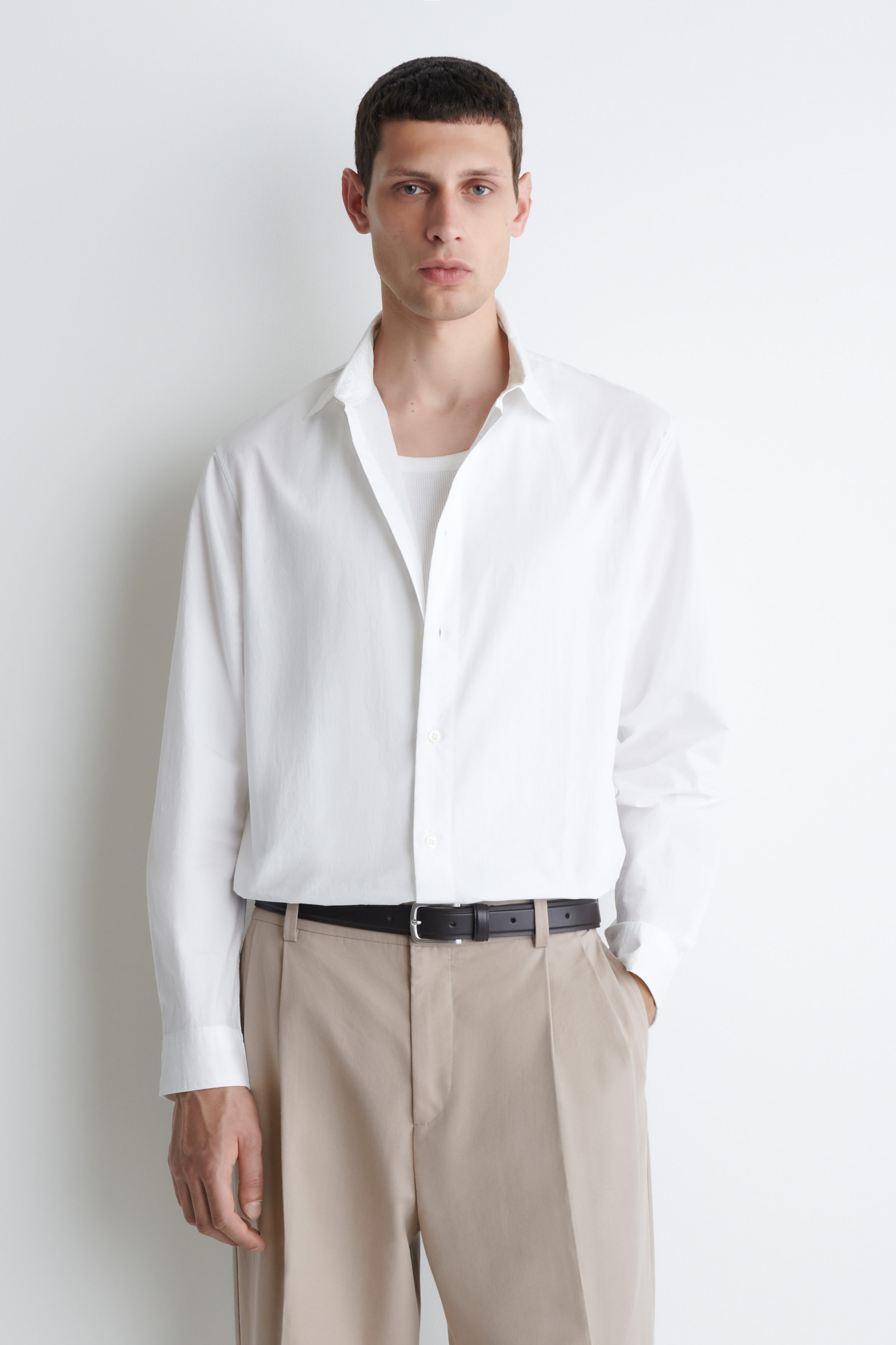 RELAXED PIMA COTTON-POPLIN SHIRT - WHITE | COS