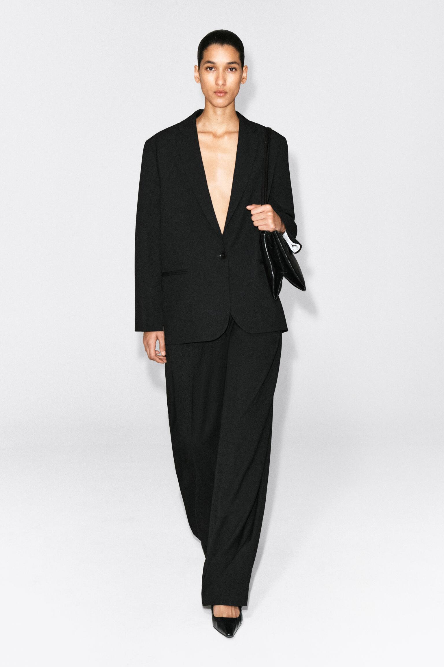 BLAZER TWILL BOTONADURA SENCILLA - NEGRO/MARRÓN OSCURO - 1