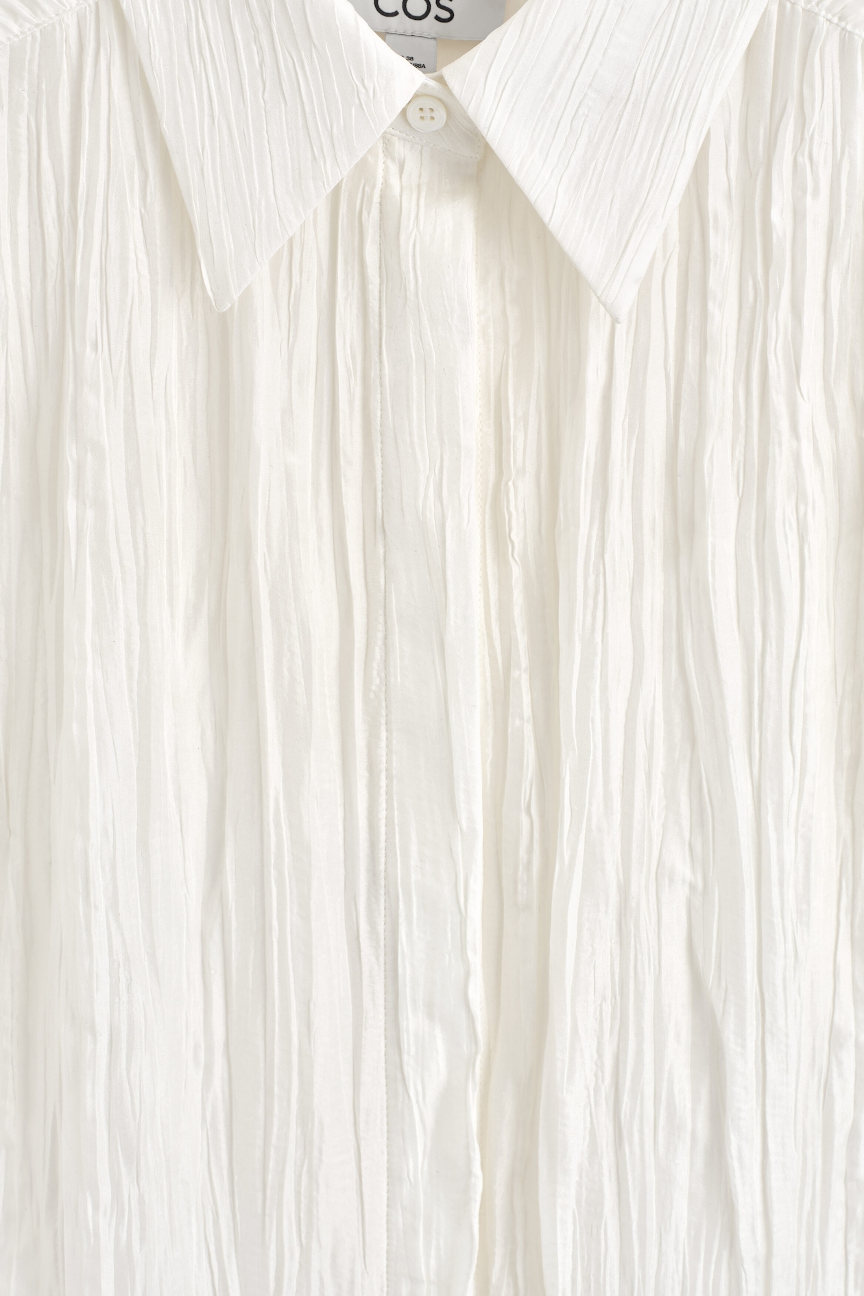 cos pleated a-line midi shirt dress COS Women's Crinkled- Midi Shirt Dress in White | Silk