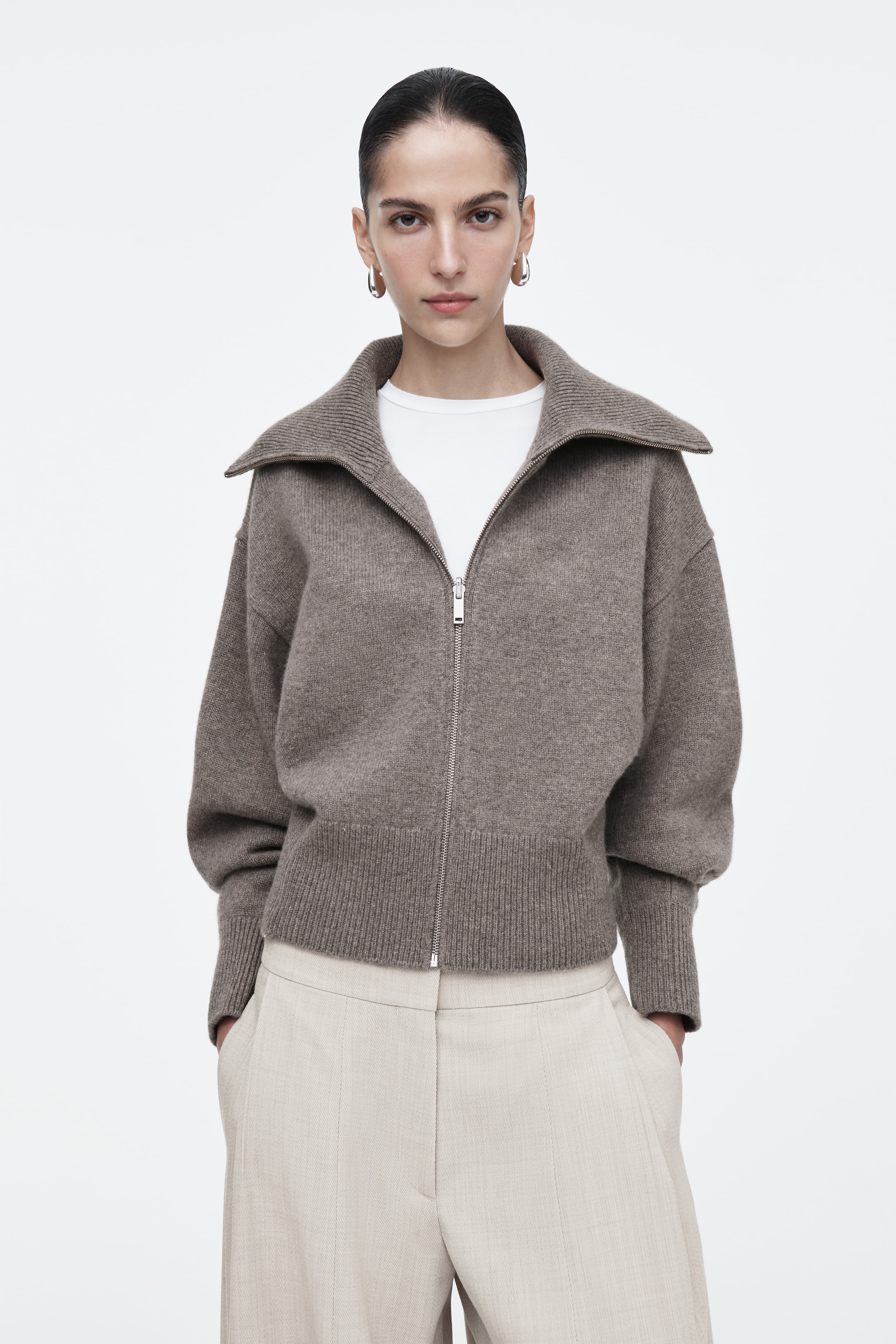 View larger image: WAISTED KNITTED WOOL BOMBER JACKET - MOLE - Ladies | H&M GB 5