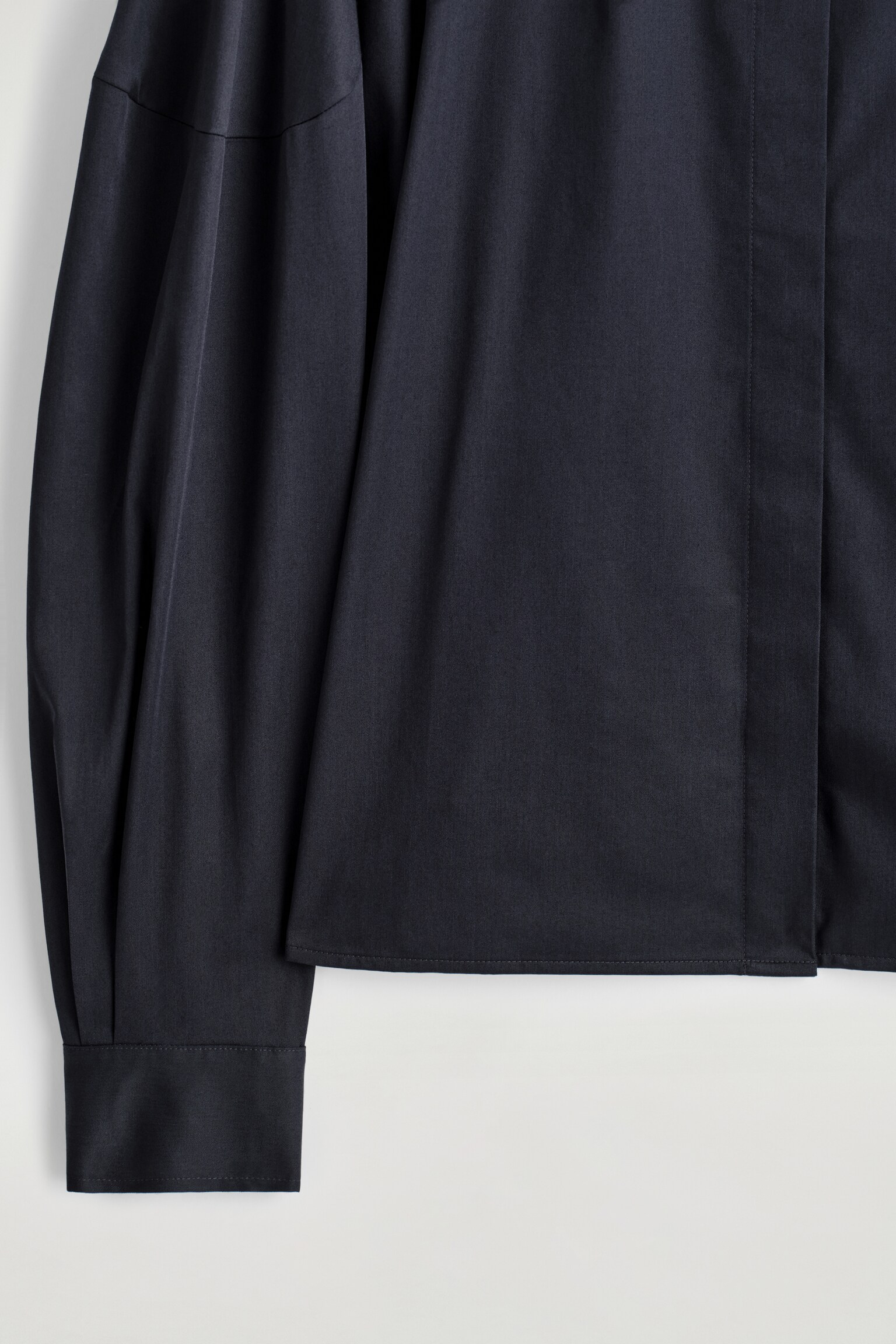 CHEMISE SANS COL EN COTON - BLEU MARINE/BLANC - 6