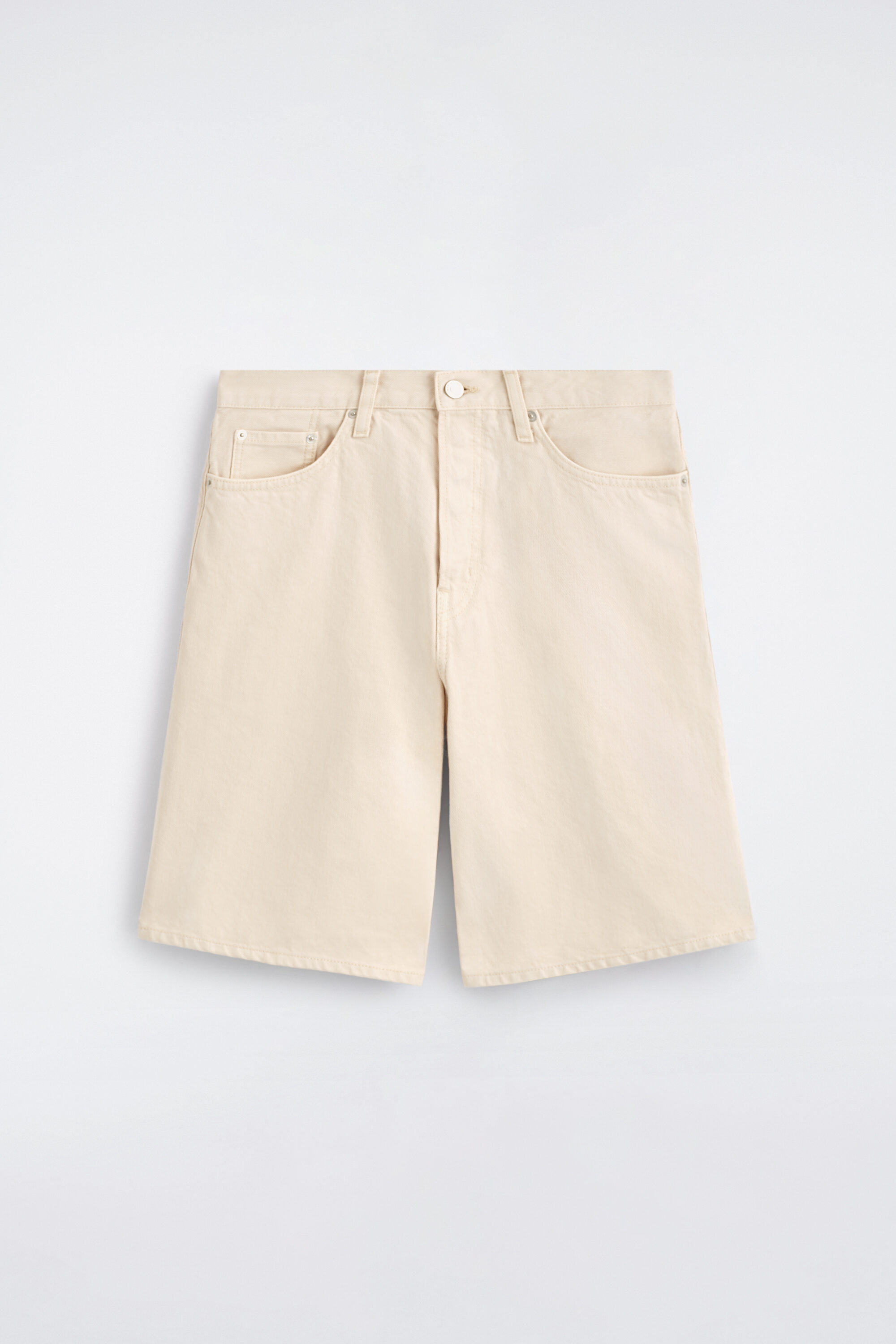Knee-Length Denim Shorts - Chalk