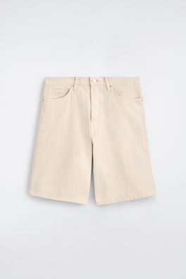 KNEE-LENGTH DENIM SHORTS — CHALK 6