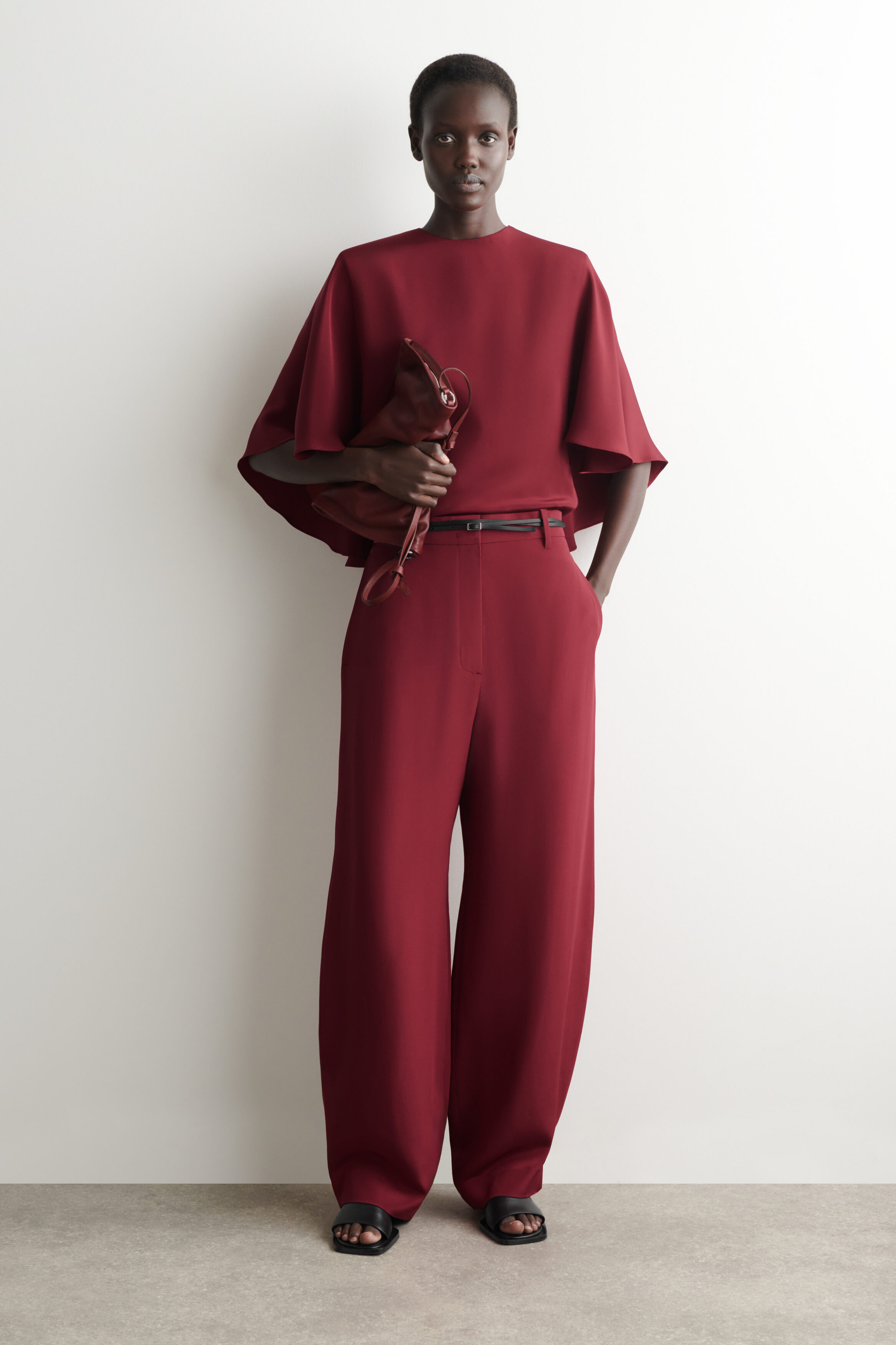DRAPED SILK TOP - CRIMSON | COS US