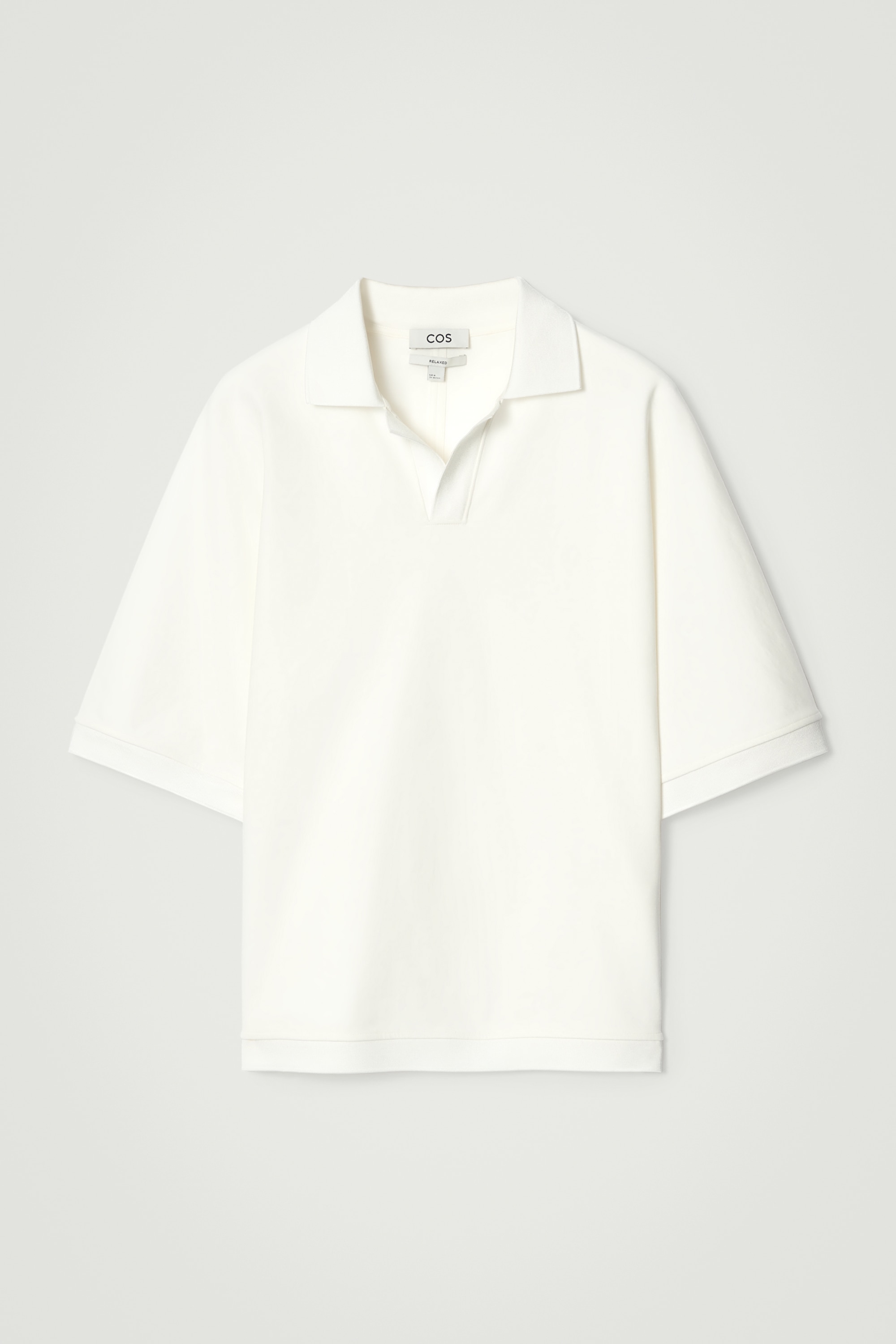 OPEN-COLLAR MERCERISED-JERSEY POLO SHIRT - WHITE/NAVY