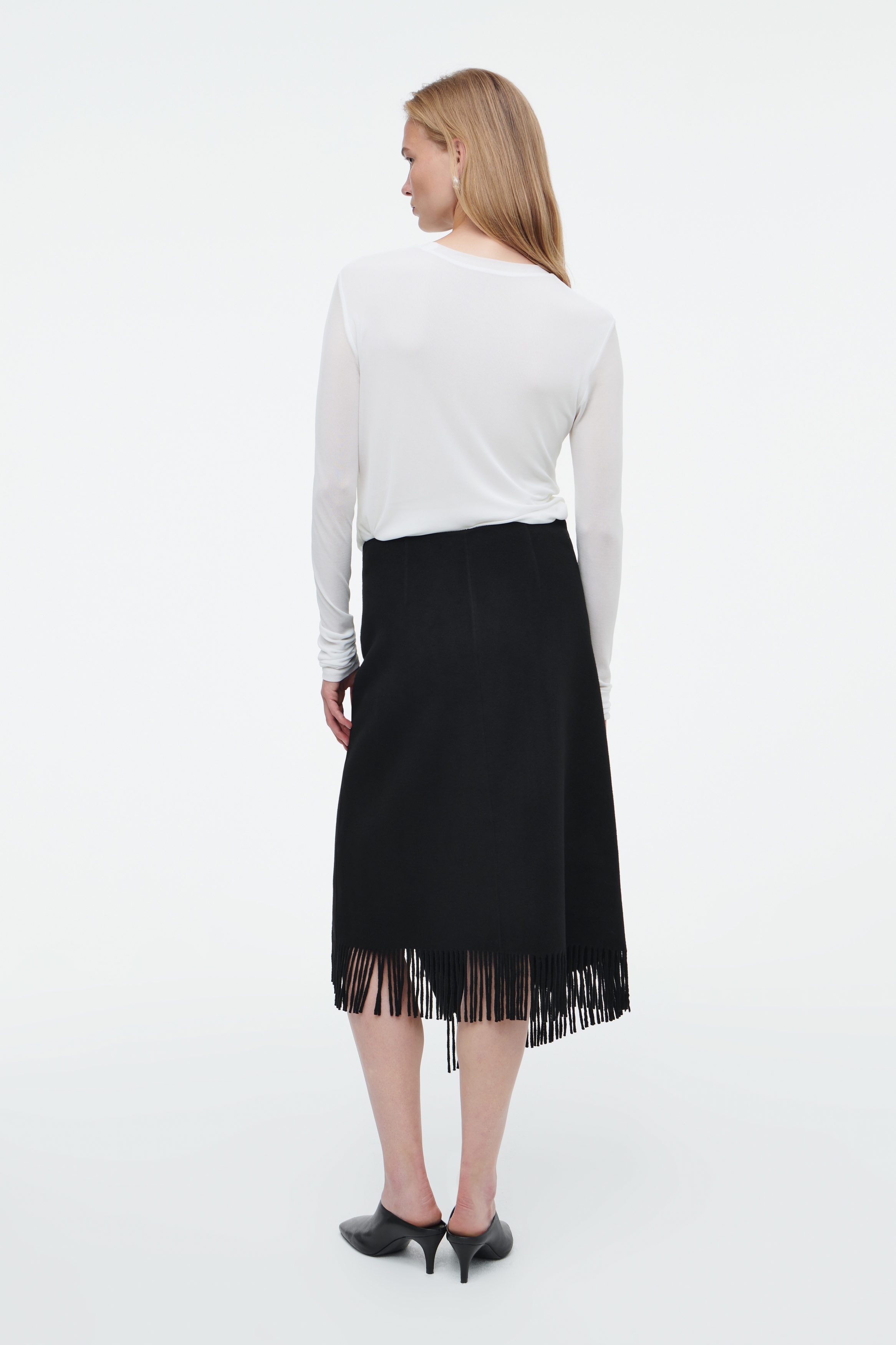 ★lalafox★WRAP FLARED SKIRT★Black★韓国★大人気★ FRINGED WOOL MIDI WRAP SKIRT - BLACK | COS