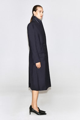 WOOL DOUBLE-BREASTED LONGLINE BLAZER — NAVY 3