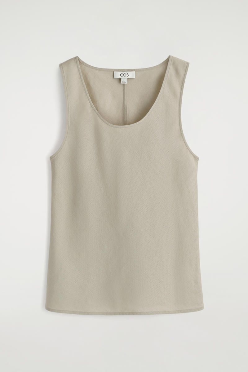 Linen Tank Top in Beige