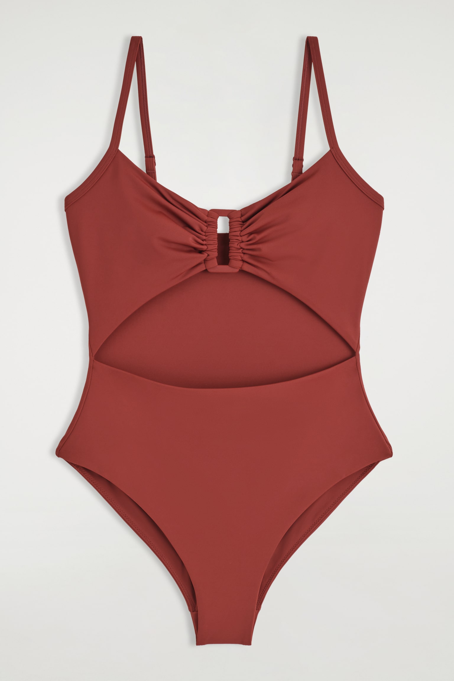 GATHERED CUTOUT SWIMSUIT - RUST RED/NAVY - 2
