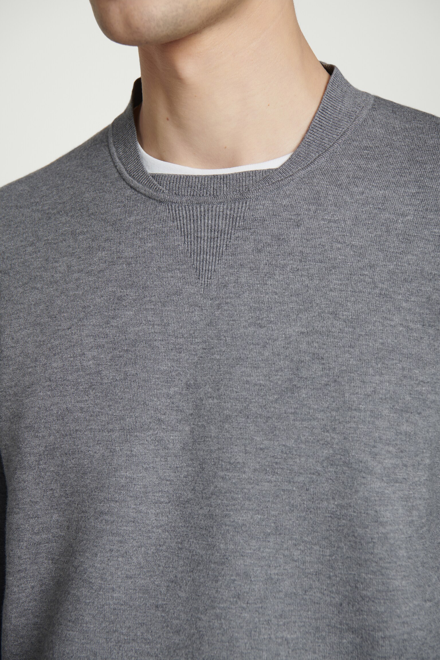PULL À COL BOMBER EN MAILLE DOUBLE FACE - GRIS/BLEU MARINE/TAUPE CHINÉ/ÉCRU - 7
