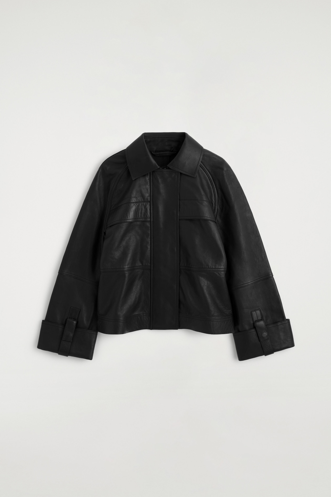 LEATHER WORKWEAR JACKET — BLACK