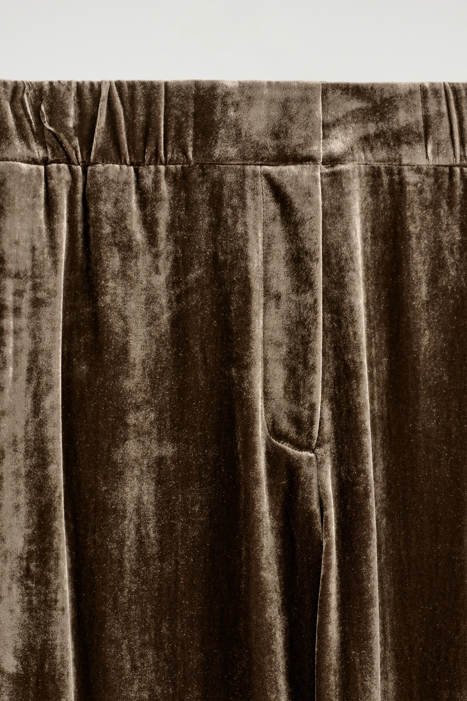 PANTALON DROIT ÉLASTIQUE EN VELOURS - BRUN/NOIR - 6