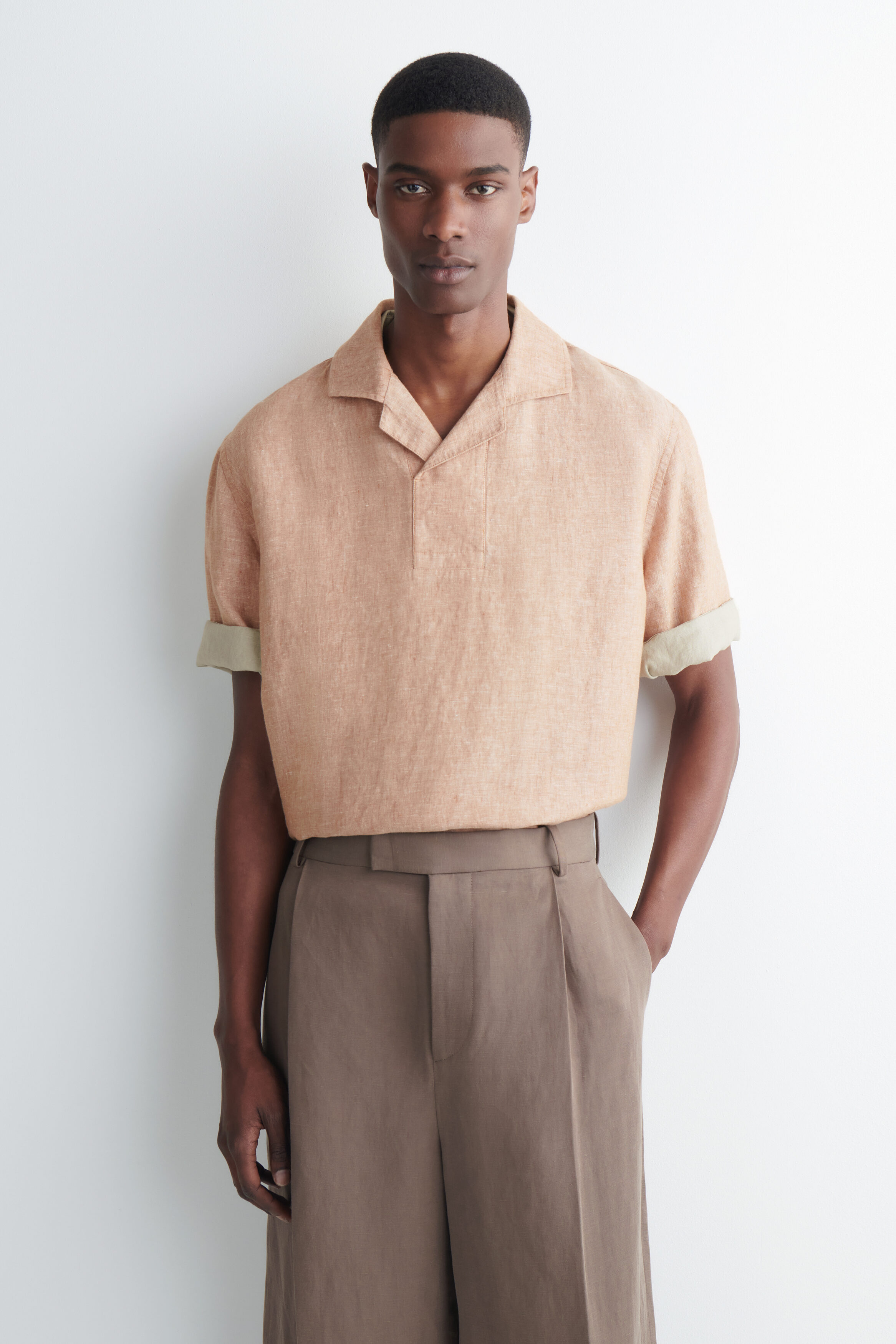 LINEN POPOVER SHIRT - ORANGE MÉLANGE | COS US