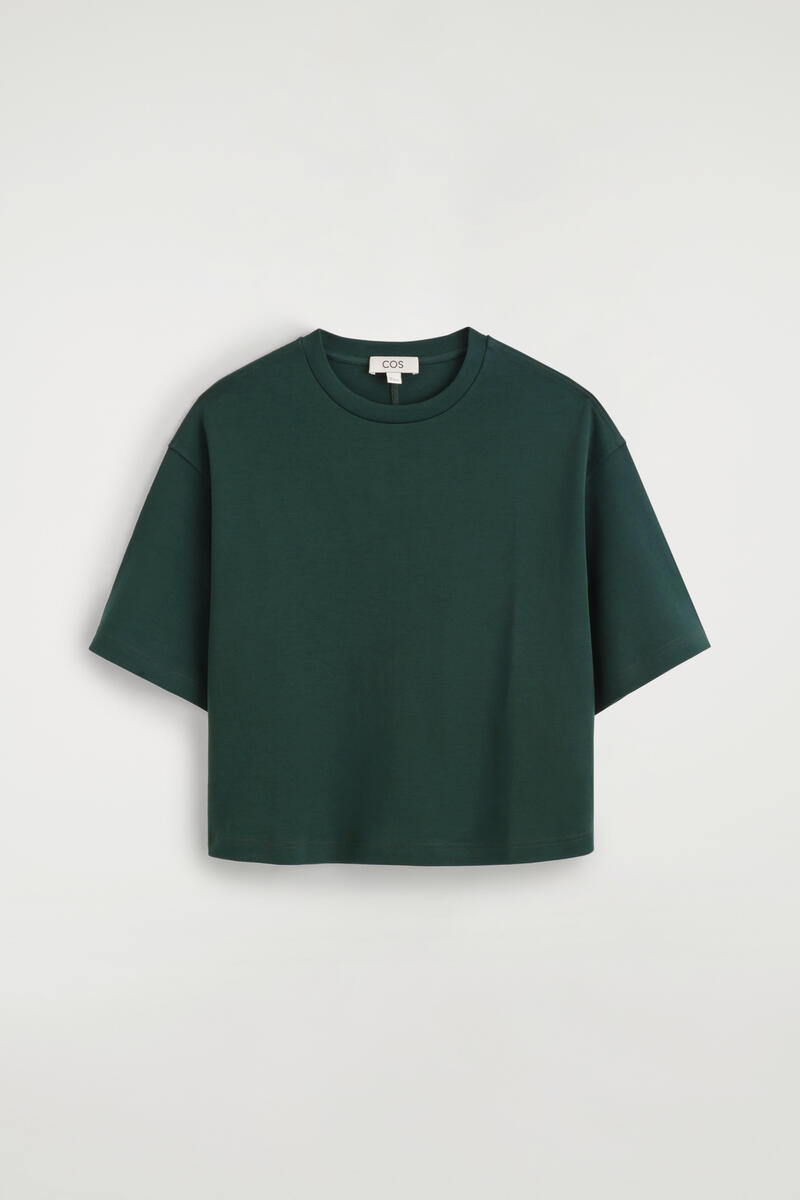 COS Oversized Boxy Cotton T-Shirt Green Women's Extra Large