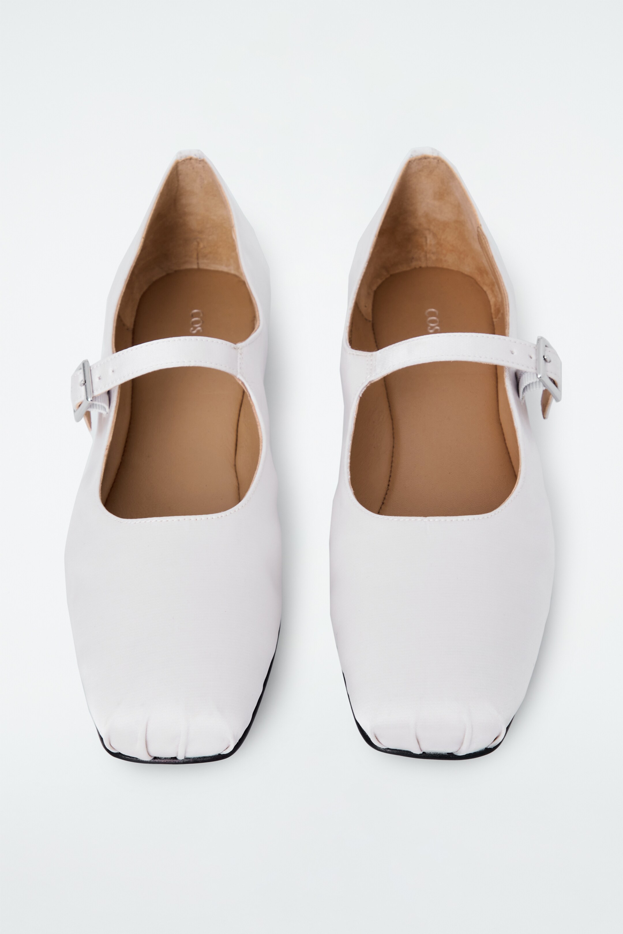 View larger image: PLEATED SATIN MARY-JANE BALLET FLATS - WHITE - Ladies | H&M GB 1
