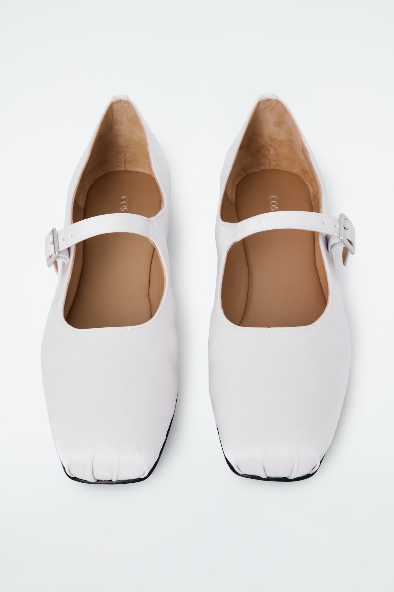 PLEATED SATIN MARY-JANE BALLET FLATS WHITE Ladies H&M GB