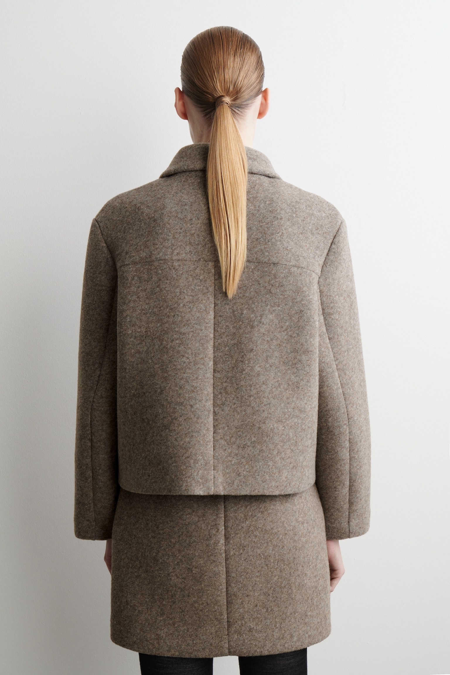 BOILED WOOL-BLEND JACKET - BEIGE MÉLANGE/DARK-GREY MÉLANGE - 3